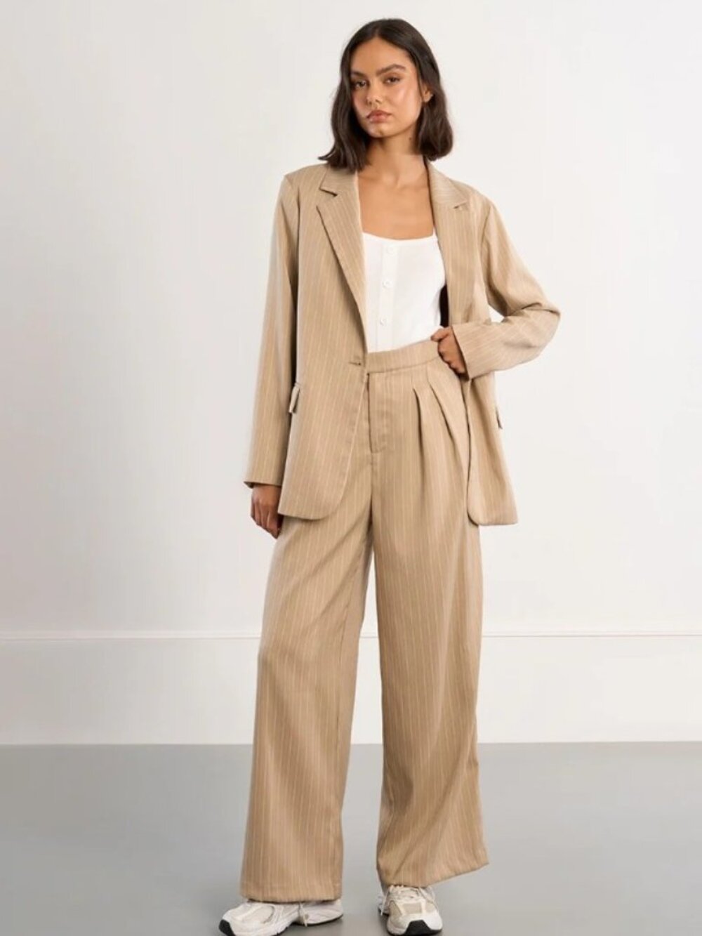 Molly Bracken Ladies Beige Woven Jacket